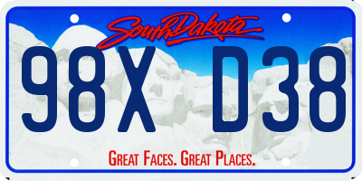 SD license plate 98XD38