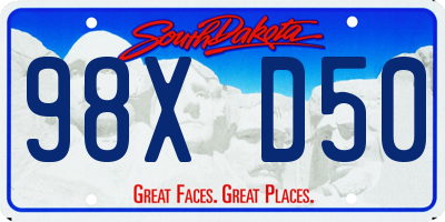 SD license plate 98XD50