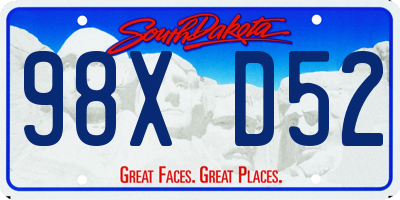 SD license plate 98XD52