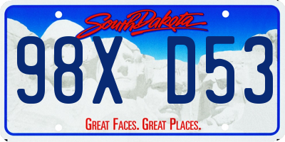 SD license plate 98XD53