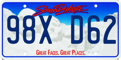 SD license plate 98XD62