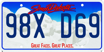 SD license plate 98XD69