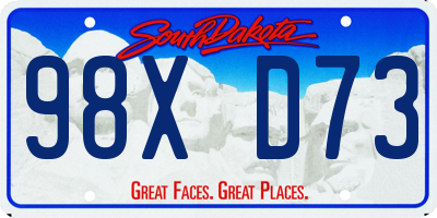 SD license plate 98XD73