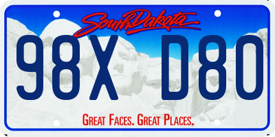 SD license plate 98XD80