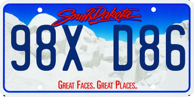 SD license plate 98XD86