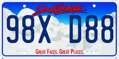 SD license plate 98XD88
