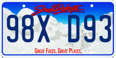 SD license plate 98XD93