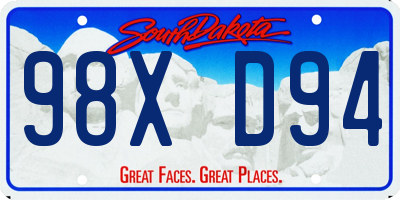 SD license plate 98XD94