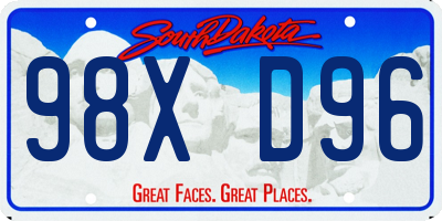 SD license plate 98XD96