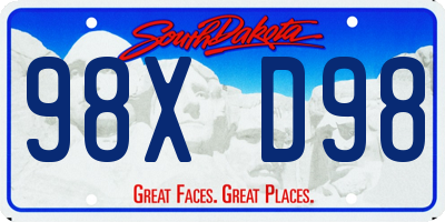 SD license plate 98XD98