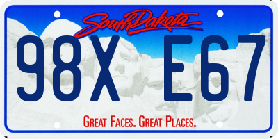SD license plate 98XE67