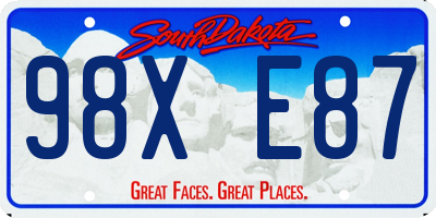 SD license plate 98XE87