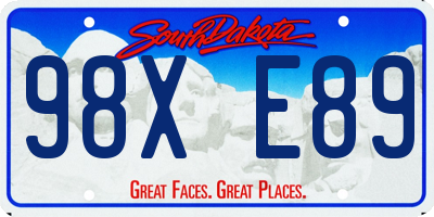 SD license plate 98XE89