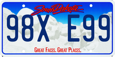 SD license plate 98XE99