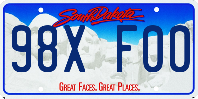 SD license plate 98XF00