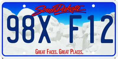 SD license plate 98XF12