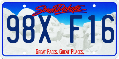SD license plate 98XF16
