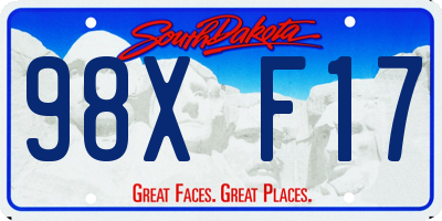 SD license plate 98XF17