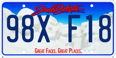 SD license plate 98XF18
