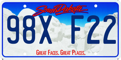 SD license plate 98XF22