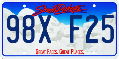 SD license plate 98XF25