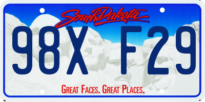 SD license plate 98XF29