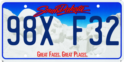 SD license plate 98XF32
