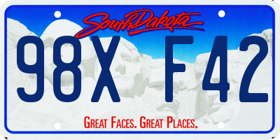 SD license plate 98XF42