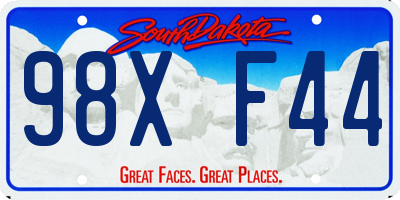 SD license plate 98XF44