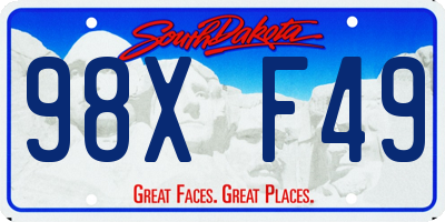 SD license plate 98XF49