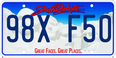 SD license plate 98XF50