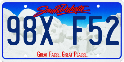 SD license plate 98XF52