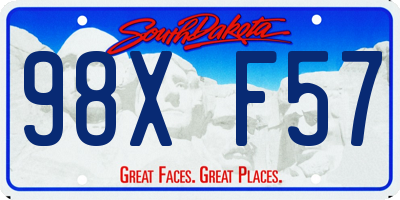 SD license plate 98XF57