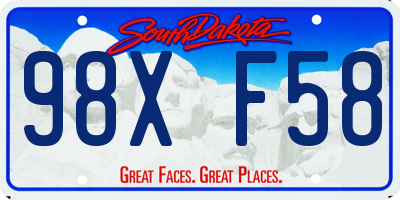 SD license plate 98XF58
