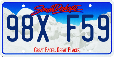 SD license plate 98XF59
