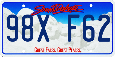 SD license plate 98XF62