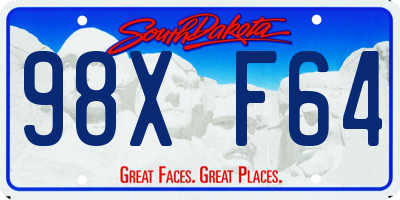 SD license plate 98XF64