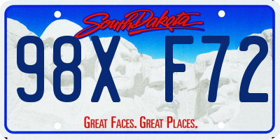 SD license plate 98XF72