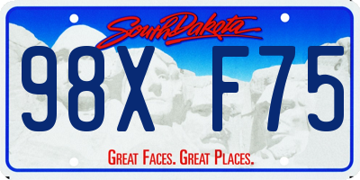 SD license plate 98XF75