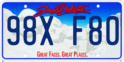 SD license plate 98XF80