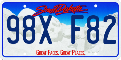 SD license plate 98XF82