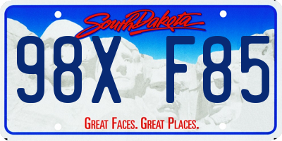 SD license plate 98XF85