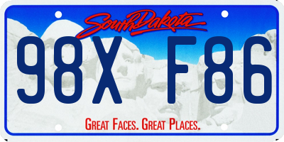 SD license plate 98XF86