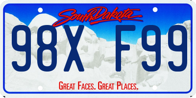 SD license plate 98XF99