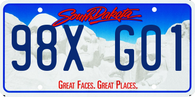SD license plate 98XG01