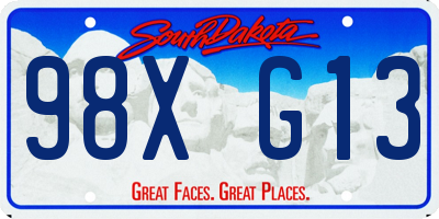 SD license plate 98XG13