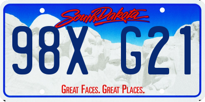 SD license plate 98XG21