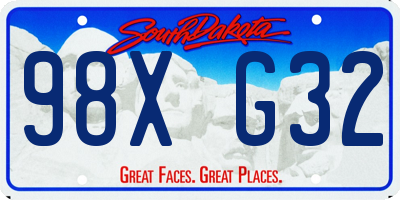 SD license plate 98XG32