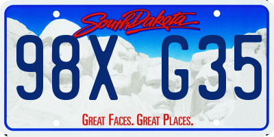 SD license plate 98XG35