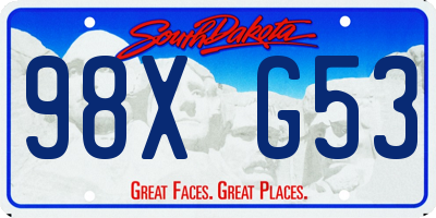 SD license plate 98XG53
